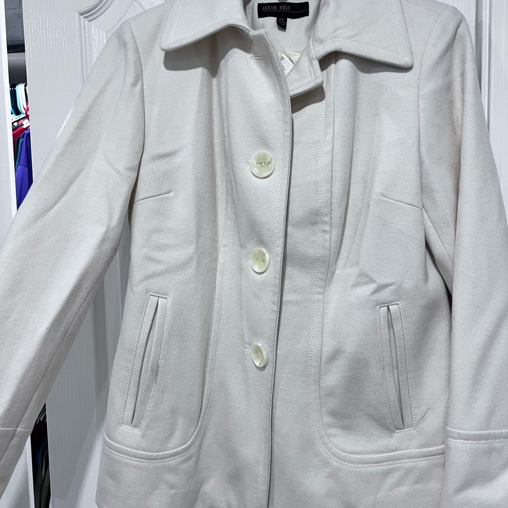 Jason Kole cream colored pea coat, women’s petite small